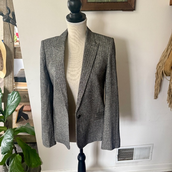 ZADIG & VOLTAIRE Wool Silk Metallic Interwoven Blazer 36 / S - Picture 1 of 8